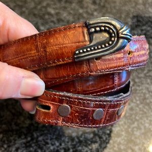 VICENZA brown genuine calfskin alligator print belt (no buckle)